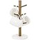 Buruis Wood Mug Holder Marble Base Cup Rack Tree Mug Stand Hanger Kitchen Coffee Tree Countertop Tea Holder Stand Coffee Cup Dryer with 6 Hooks Round Base White