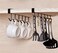 EigPluy 2pcs Mug Hooks Under Cabinet Cups Storage Hook Multifunction Self Adhesive Coffee Cups Holder Kitchen Utensil Ties Belts Scarf Hanging RackBlack