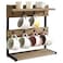 IBUYKE Rustic Coffee Mug Holder Stand 2 Tier Countertop Mug Tree Holder Rack with Storage Base Vintage Mug Holders for Kitchen Holds 8 Mugs Beige UTBJ002Y