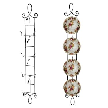HOHIYA Wall Mounted Tea Cup and Saucer Display Rack 2 Pack 36 Vertical Teacup Holder Holds 8 Cups Space Saving Coffee Mug Organizer for Kitchen Coffee Bar Black