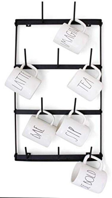 Claimed Corner Mug Rack with Sturdy Steel Frame Matte Black Finish Removable Rubber Caps Wall Mounted Mini 14 x 24