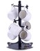 Ouseen Coffee Mug Holder for Countertop Cup Holder with 6 Hooks Mug Stand for Counter Coffee Bar Accessory Mug Tree Station Organizer Black