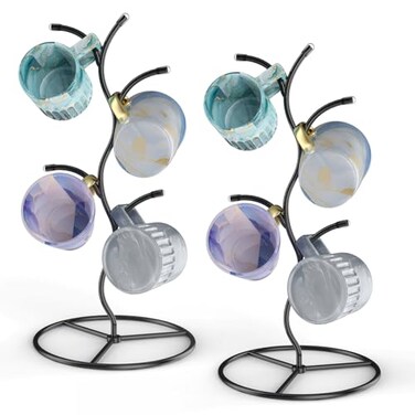 Beesini 2 Pack Mug Holder Metal Coffee Mug Holders Tree Decorative Mug Rack Mug Cup Tree for Kitchen Decor Organizer Black