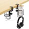 CABTE 2 in 1 Desk Cup Holder with Headphone Hanger Holder AntiSpill ClipOn Table Cup Hook with 360 Rotation for Lawn Chair Office Home Gaming Table 1 Pack