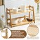 Yalikop 1 Pcs 2 Tier Matcha Station Shelf Bamboo Coffee Mug Stand Countertop Storage Rack Double Layer Rattan Office Cup Kitchen Tea Plant Bar Accessories Condiment Display Wood177 Inch