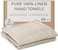 Thing Stories 100 European Linen Hand Towels for Kitchen Bath Set of 2 Waffle Weave Highly Absorbent QuickDry 14 x 28 in Stone Washed Flax