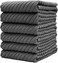 Bumble Towels Bumble Kitchen Towels 6 Pack 16 x 25 100 Cotton Dish Towels 445 GSM Soft Highly Absorbent Durable Kitchen Towels Set with Hanging Loop Gray