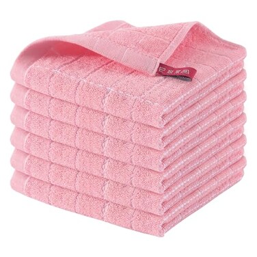 Homaxy 100 Cotton Terry Kitchen Dish Cloths Ultra Soft and Absorbent Dish Towels for Kitchen Suitable for Drying and Washing Dishes 6 Pack 12 x 12 Inches Pink