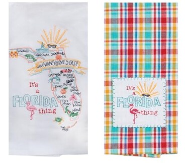 DHE 2 Piece Kay Dee Home State of Florida Embroidered Kitchen Towel Bundle