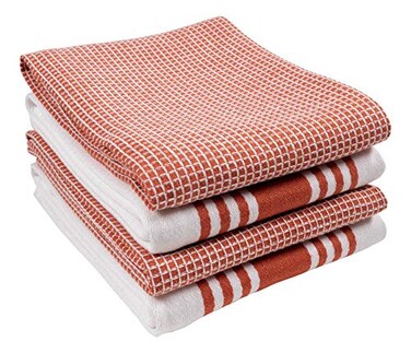 KAF Home Set of 4 Centerband and Waffle Flat Kitchen Towels 18 x 28 Inch Absorbent Durable Soft and Beautiful Kitchen Towels Perfect for Messes and Drying Dishes Spice