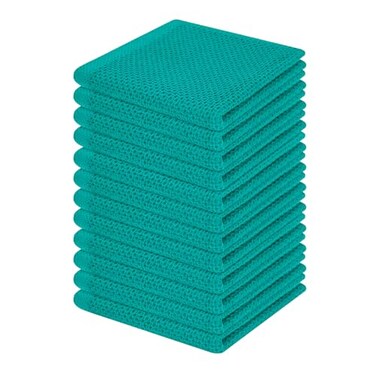 Homaxy 100 Cotton Waffle Weave Kitchen Dish Cloths Ultra Soft Absorbent Quick Drying Dish Towels 12 x 12 Inches 12Pack Teal