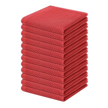 Homaxy 100 Cotton Waffle Weave Kitchen Dish Cloths Ultra Soft Absorbent Quick Drying Dish Towels 12 x 12 Inches 12Pack Brick Red