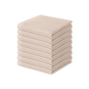 Homaxy 100 Cotton Waffle Weave Kitchen Dish Cloths Ultra Soft Absorbent Quick Drying Dish Towels 12 x 12 Inches 8Pack Beige