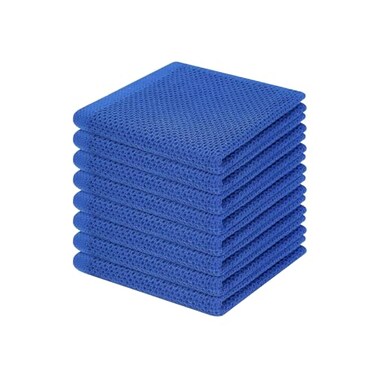 Homaxy 100 Cotton Waffle Weave Kitchen Dish Cloths Ultra Soft Absorbent Quick Drying Dish Towels 12 x 12 Inches 8Pack Blueberry