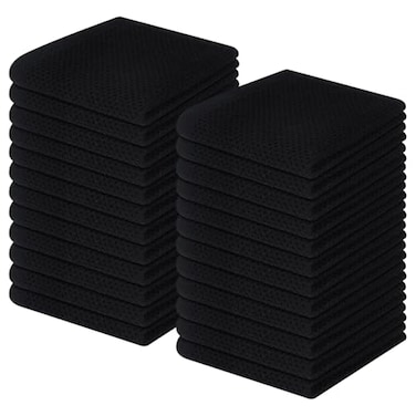 Homaxy 100 Cotton Waffle Weave Kitchen Dish Cloths Ultra Soft Absorbent Quick Drying Dish Towels 12 x 12 Inches 24Pack Black