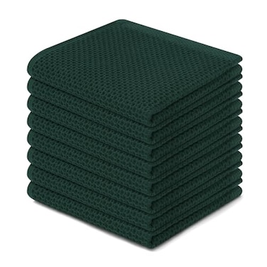 Homaxy 100 Cotton Waffle Weave Kitchen Dish Cloths Ultra Soft Absorbent Quick Drying Dish Towels 12 x 12 Inches 8Pack Blackish Green