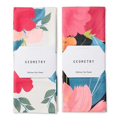 GEOMETRY Kitchen Tea Towels Quick Dry Microfiber Dish Towels for Kitchen Roses for You 18 x 30 2Pack