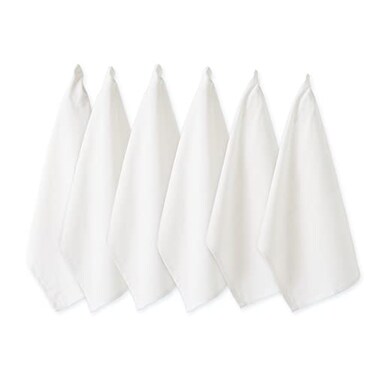 DII Basic Solid Dishtowel Collection Cotton Flat Woven Small Set 18x28 White 6 Piece