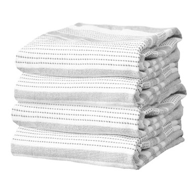 T-Fal TFal Skipping Stripe Dual Kitchen Towel 18 x 28 Highly Absorbent 100 Cotton 4Pack Graphite