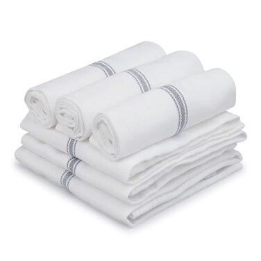 TEXAS LINEN CO. TEXAS LINEN CO Cotton Kitchen Towels 6 Pack 15 x 25 Inches Highly Absorbent Dish Towels for Kitchen Drying Soft Durable Reusable Quick Dry Tea Kitchen and Dish Cloths Set Grey Stripe