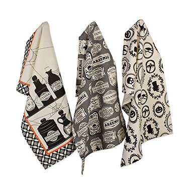 DII Halloween Hand Towels for The Kitchen Decorative Spooky Fun Cotton Printed Dishtowel Set 18x28 Hocus Pocus 3 Count