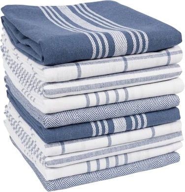 KAF Home Soho Kitchen Dish Towels Set of 10 18 x 28 Inch Blue Gray