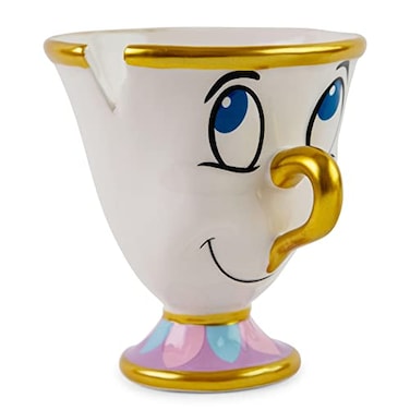 Silver Buffalo Disney Beauty and the Beast Chip Gold Metallic Trim Ceramic 3D Sculpted Mug 20 Ounces