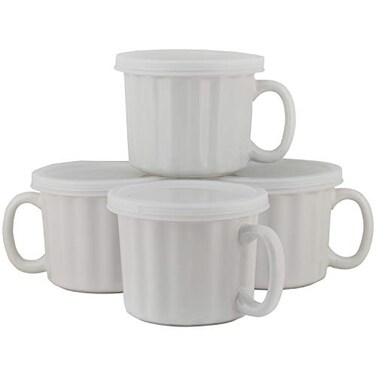 10 Strawberry Street 16oz Set of 4 Soup Mug with Lid White