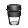 KeepCup 12oz Reusable Coffee Cup Toughened Glass Cup NonSlip Silicone Band 12OunceMedium Black