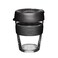 KeepCup 12oz Reusable Coffee Cup Toughened Glass Cup NonSlip Silicone Band 12OunceMedium Black