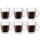 Bodum 10oz Bistro Double Wall Insulated Mug HighHeat Borosilicate Glass Set of 6 Clear