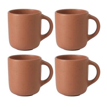 Bloomhouse Two Time Oprahs Favorite Things Winner Corsica Clay 4Piece Mug Set Burnt Apricot Terracotta Stoneware Coffee Tea Cups Durable Ceramic Drinkware