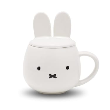 COTONOHA Japanese Ceramic Mug with Lid 91 fl oz 270 ml Cute Bunny Design Dishwasher Microwave Safe Heat Retention Coffee Cup