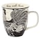 Karma Gifts 14 oz Black and White Boho Mug Rooster Cute Coffee and Tea Mug Ceramic Coffee Mugs for Women and Men