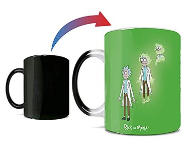 Morphing Mugs Rick and Morty Teleporting Rick Sanchez One 11 oz Color Changing Ceramic Mug Image Revealed When HOT Liquid Is Added