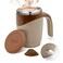 Ftutom Self Stirring Coffee Mug Rechargeable Automatic Stirring Mixing Mug Electric Funny Self Mixing Cup Stainless Steel Travel Coffee Cup for Office Home Kitchen Brown