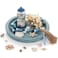 Hanobe Beach Decor Decorative Tray Farmhouse Coastal Tray for Nautical Themed Decorations Coffee Table Round Wooden Trays Ocean Style for Bathroom Countertop Centerpiece Rustic Blue