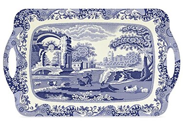 Pimpernel Spode Blue Italian Collection Large Handled Tray Serving Tray for Lunch Coffee or Breakfast Made of Melamine for Indoor and Outdoor use Measures 189 x 116 Dishwasher Safe