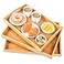 AKKAJJ 3 Pack Bamboo Serving Trays with Handles Rectangular Kitchen Food Tray for Eating Dinner Trays for Eating on Couch Wood Serving Platter for Breakfast Tea Bar Restaurant Party or Bed Beige