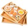 AKKAJJ 3 Pack Bamboo Serving Trays with Handles Rectangular Kitchen Food Tray for Eating Dinner Trays for Eating on Couch Wood Serving Platter for Breakfast Tea Bar Restaurant Party or Bed Beige