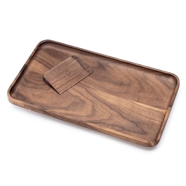Marley Natural Walnut Tray Small MultiUse Wooden Tray with Magnetic Scraper Sustainable American Black Walnut Teak Oil Finish Contoured Corner Design for Easy Preparation Elegant Home Dcor
