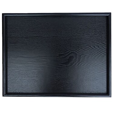 XKXKKE 16 x 11 Inches Extra Large Solid Wood Serving Tray for Tea Coffee Table Snack Food Meals Serving Plate Kitchen Party Bar Breakfast Server with Raised Edges Black Wooden Decorative Ottoman Tray