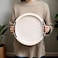 SwallowLiving White Wooden Beaded Serving Tray with Handle Decorative Rustic Whitewashed Tray for Coffee Table Farmhouse Round Tray for Kitchen Living Room and Bedroom