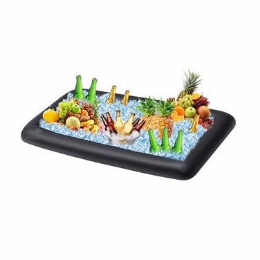 ABSOK Ice Buffet Serving Tray Drink Cooler with Drain PlugInflatable Ice Serving Buffet Bar Inflatable Cooler for Parties Food 52 x 24 x 5 Black