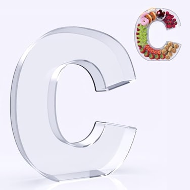 RUFHVTY 11 Acrylic Letter Charcuterie Box Reusable Fillable Alphabet Number Shaped Form Tray for Birthday Anniversaries Party Decorative Serving Plates Display Candy Cake C
