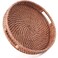 HITOMEN 118 HandWoven Round Rattan Serving Tray Decorative Wicker Trays with Handles for Coffee Table Honey BrownM