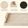 UPPER DECOR Modern Decorative Tray Set of 2 Ivory Shagreen Leather and Wood Serving Tray with Gold Polished Metal Handles for Ottoman Coffee Table Bathroom and More