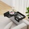 Wealone Mini Black Couch Arm Table for Narrow Armrest Sofa Arm Tray with Storage Box Rotating Tabletop Phone Stand Adjustable Sofa Arm Table Clip for Snacks or Dining Width of Armrest 17 Inch