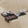 Wealone Black Couch Arm Tray with 2 Rotatable Tray Adjustable Sofa Arm Clip Table with Storage Box 360 Phone Holder Bamboo Couch Armrest Table for Snacks Drinks or Dining