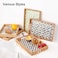 Tynulox Rectangle Rattan Tray with Mother of Pearl Inlay Rattan Serving Tray with Handle for Coffee Bread Fruits Snacks Decorative Wicker Tray for Table Decor Black Checkerboard 139